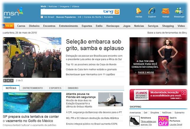 Versão brasileira do portal MSN ganha novo visual